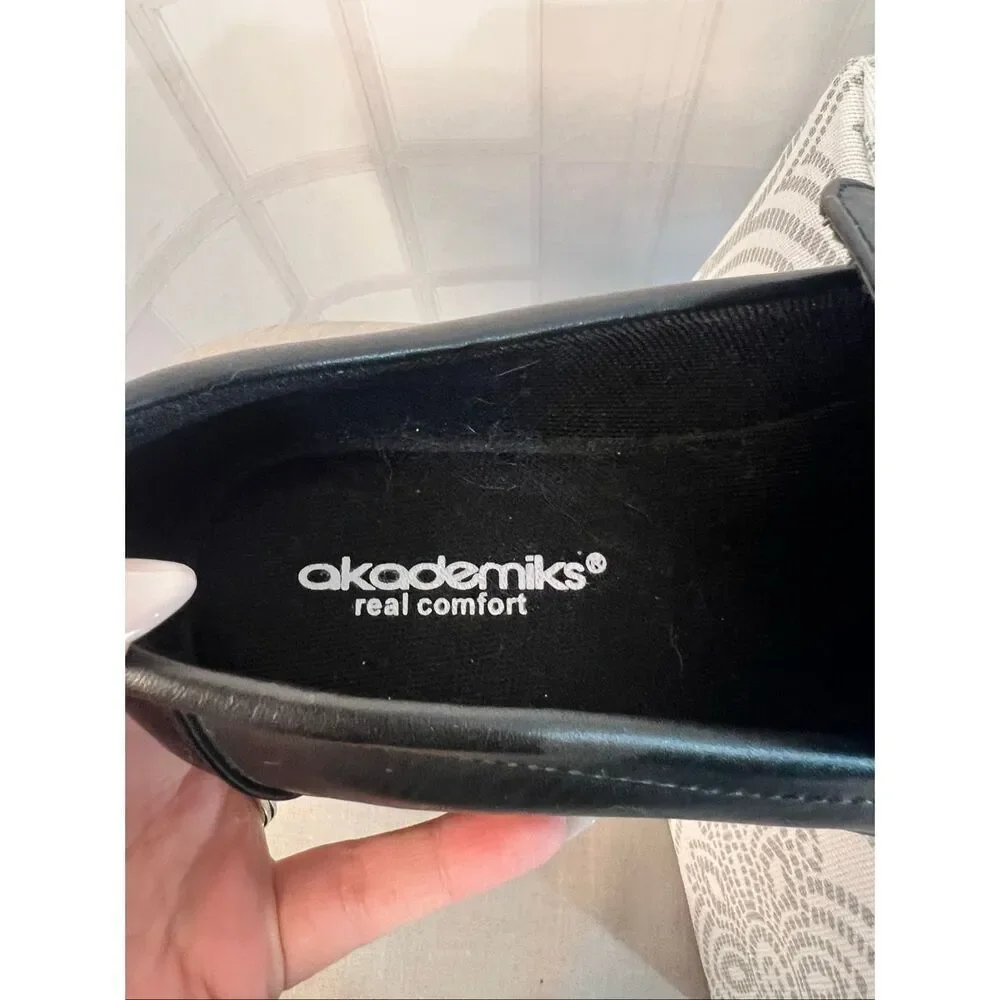 Akademiks Black Slip On Square Toe Comfort Buckle Loafer Dress Shoe Size 10